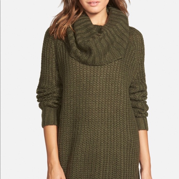 olive green cowl neck sweater